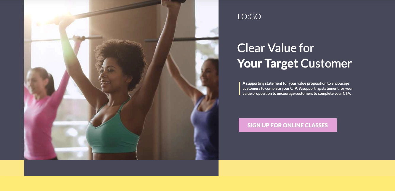Fitness landing page skabelon