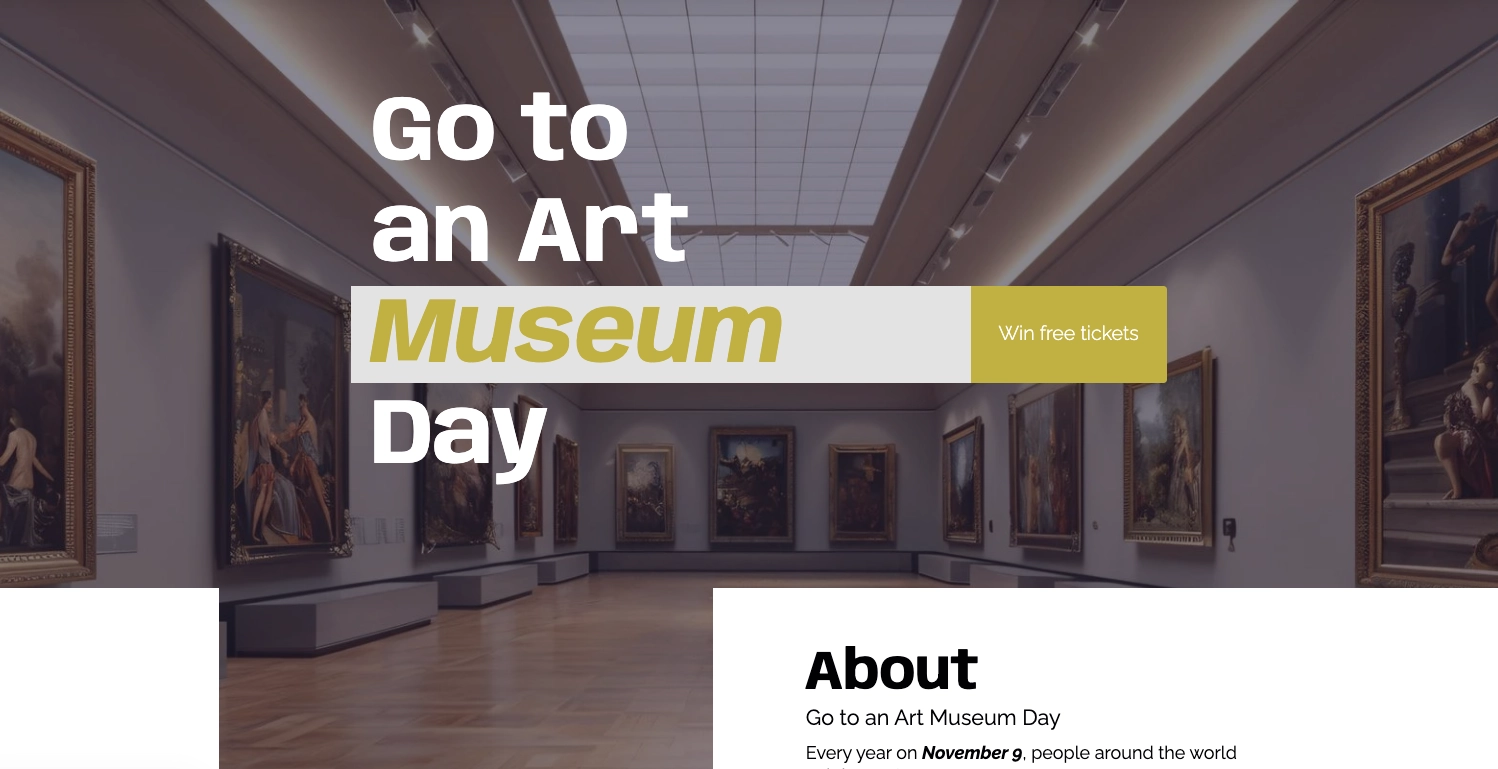 Kunst landing page skabelon