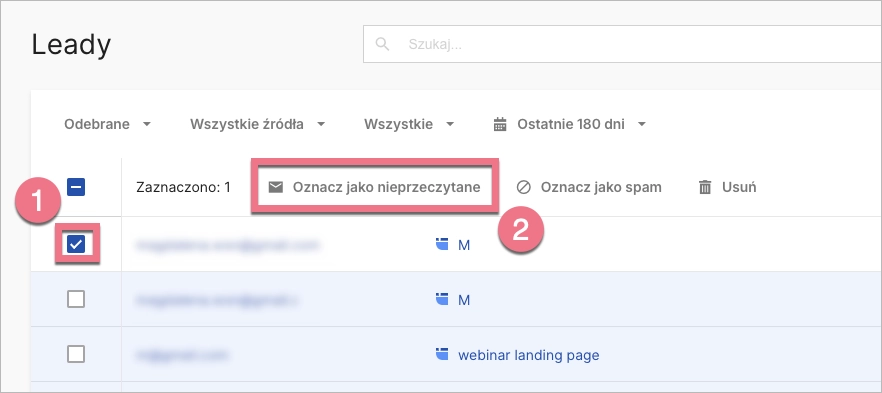 Oznaczanie leadów jako nieprzeczytane