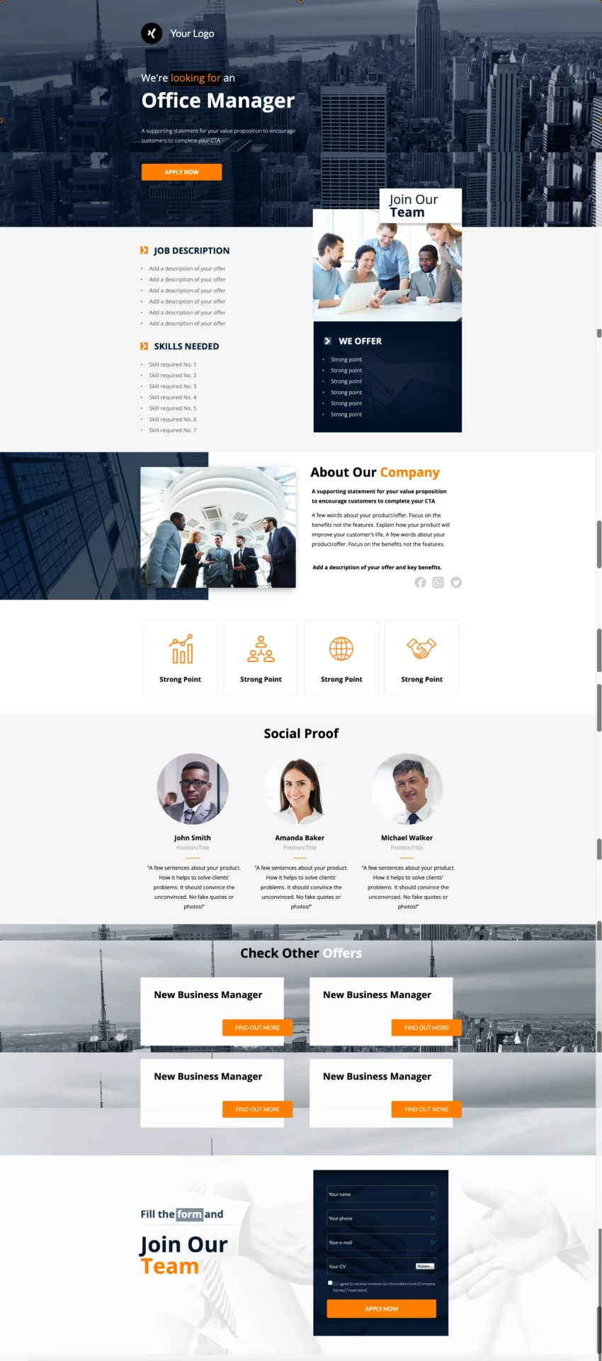 landing page template ideal for recruitment agency lead generation