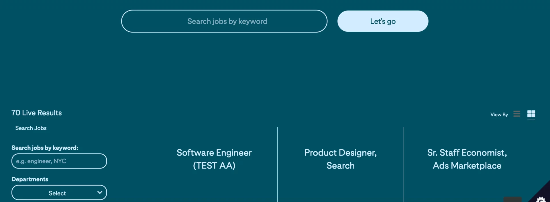 Search-field almost invisible for candidates (career page by Pinterest)