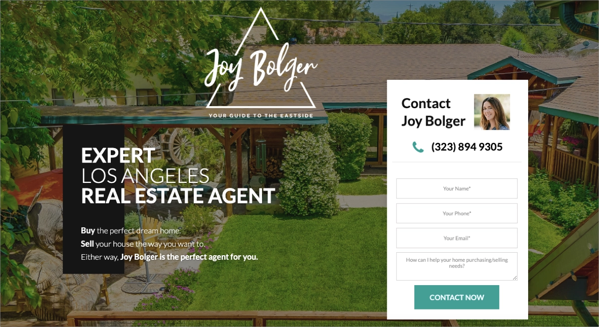 real estate agents page example