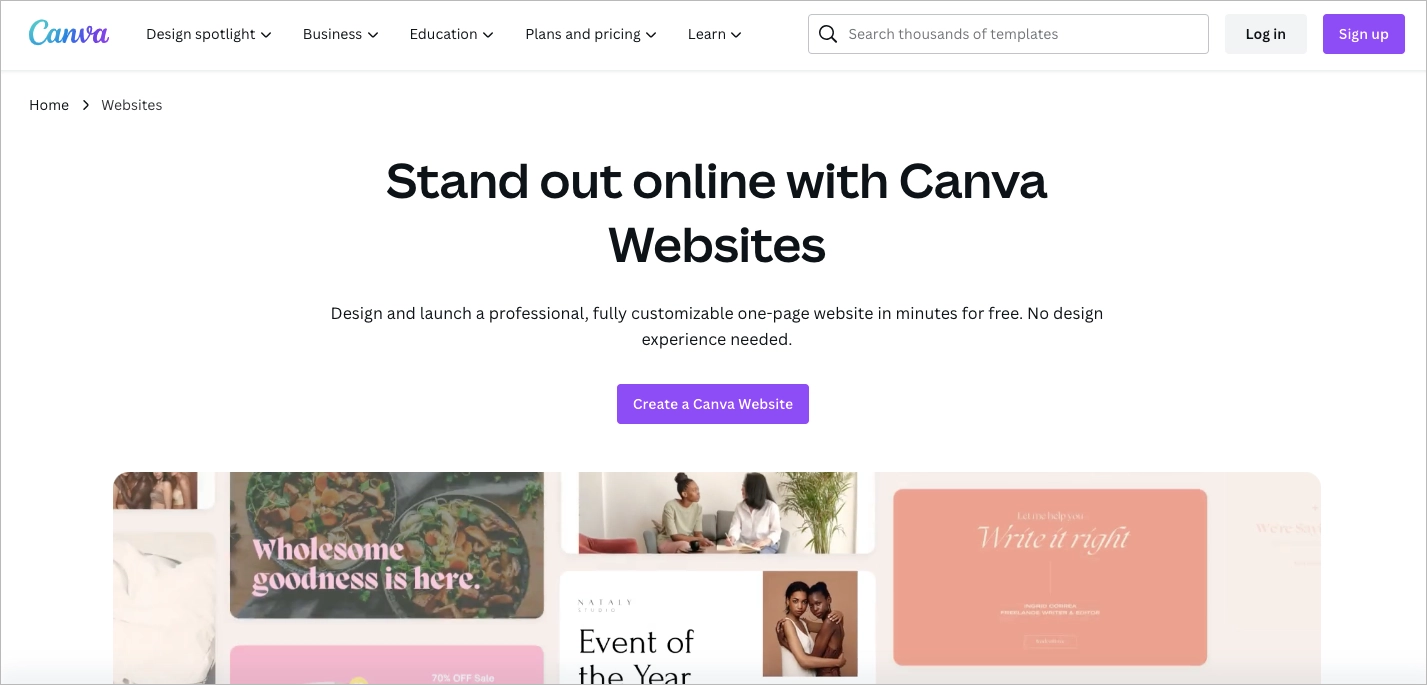 How to create a landing page in Canva?