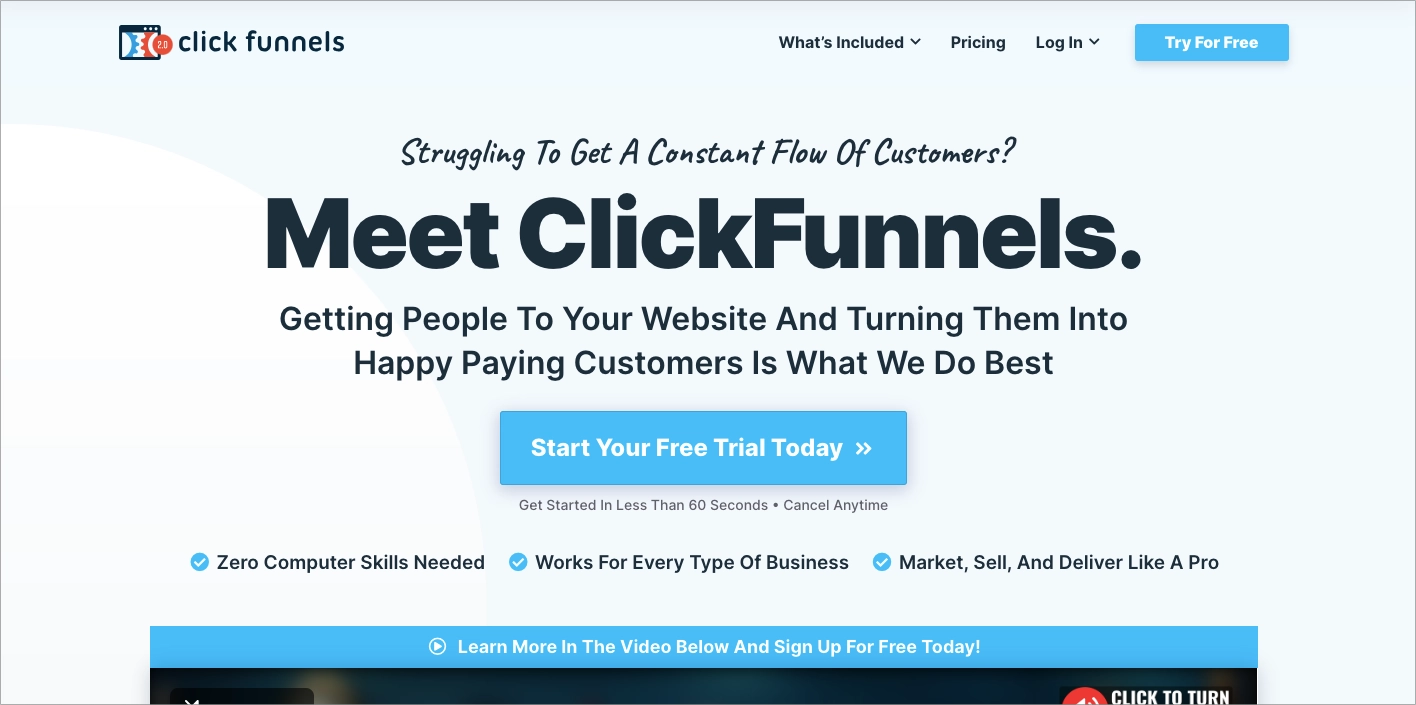 ClickFunnels homepage