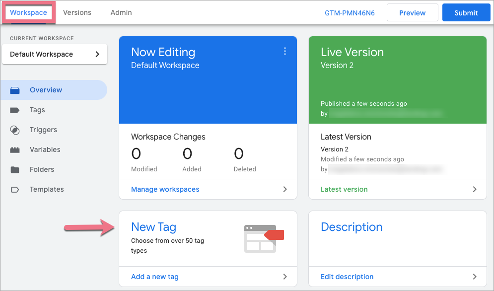 add google tag manager landing page