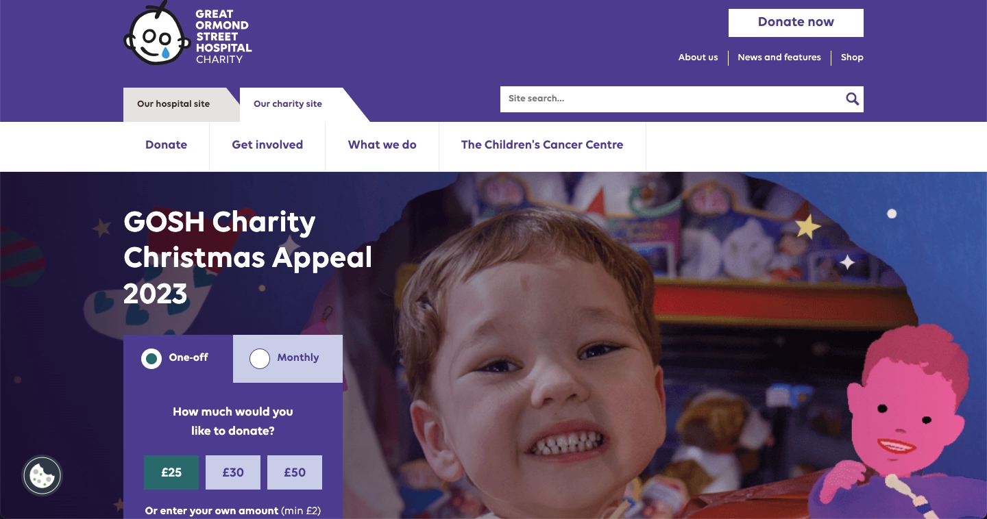 Donation page example: GOSH (Great Ormond Street Hospital)