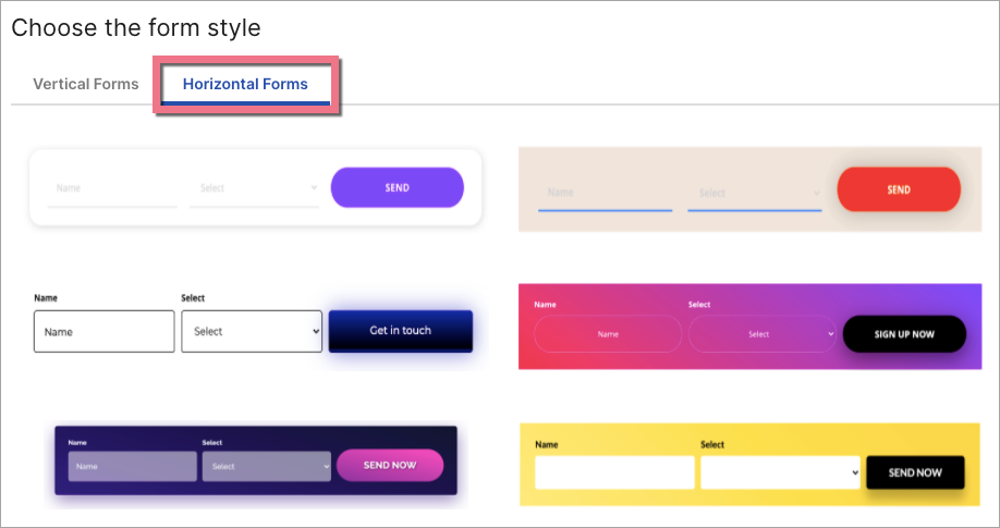 Choosing horizontal style of the form