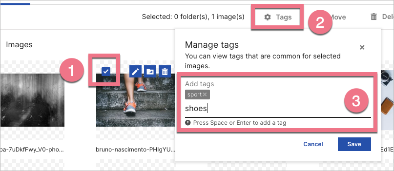 Adding tags to images in Landingi