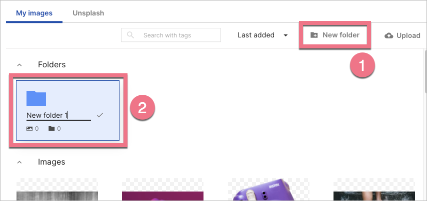 Creating image folders in Landingi