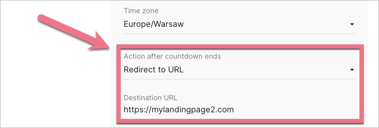 Once the countdown has ended, you can redirect visitors to another URL