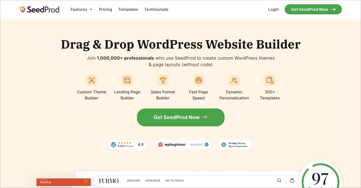 Best Landing Page WordPress Plugin: 3. SeedProd
