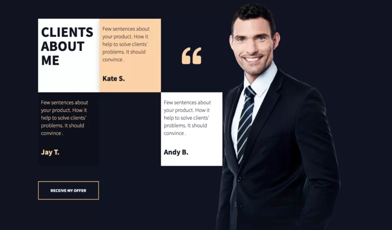 testimonials section on company one pager template