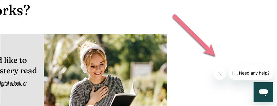 Zendesk chat widget displayed on a landing page