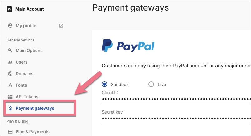 Navigating to the Payment gateways tab.