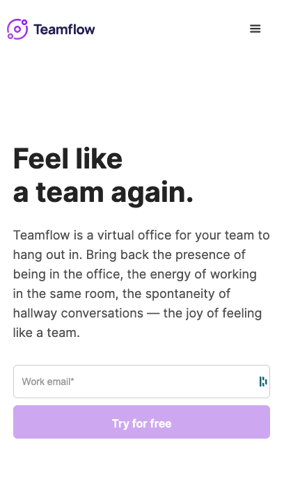 Landing page dla Instagrama Teamflow