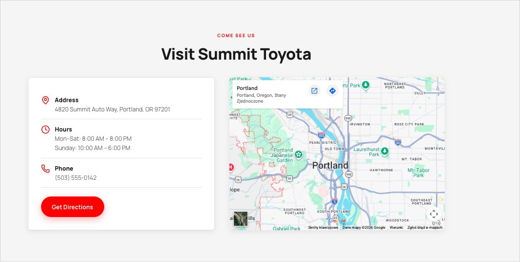 automotive landing page generated by Lunar 2