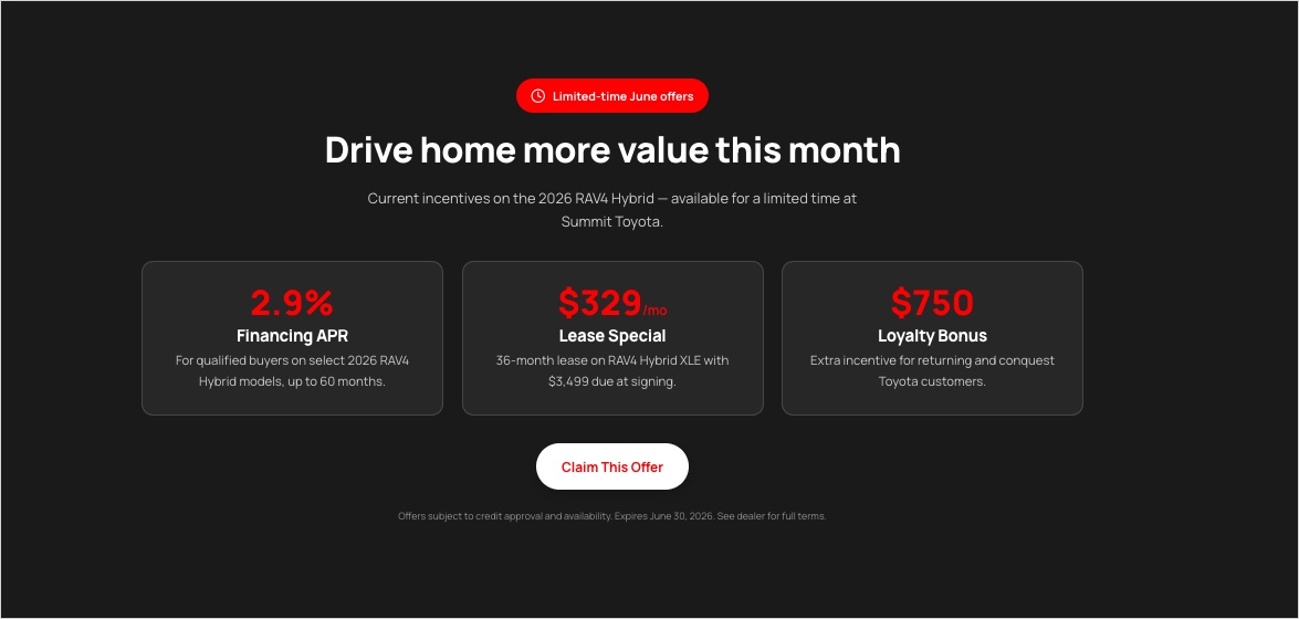 automotive landing page generated by Lunar 3