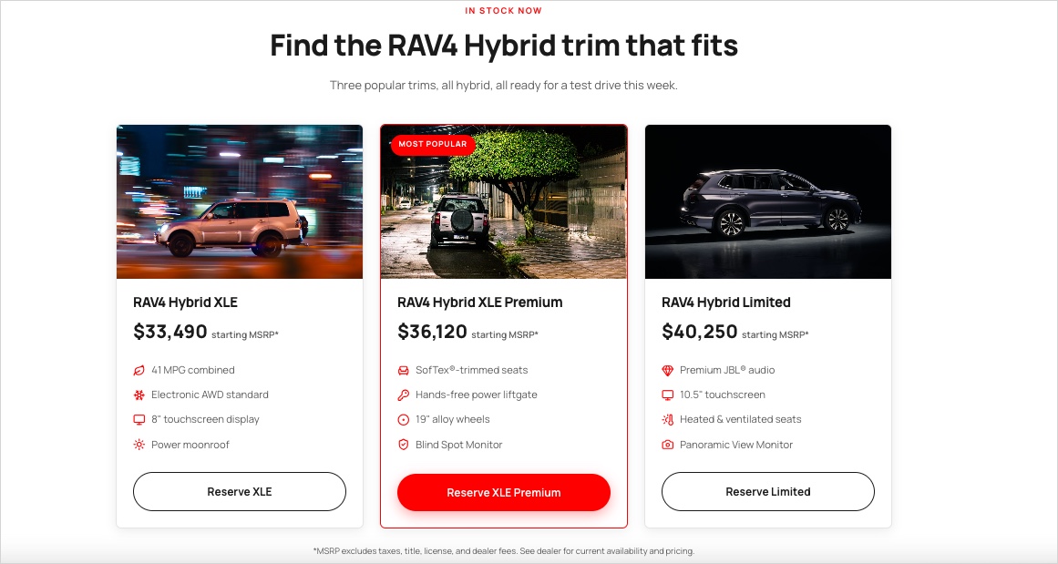automotive landing page generated by Lunar 4