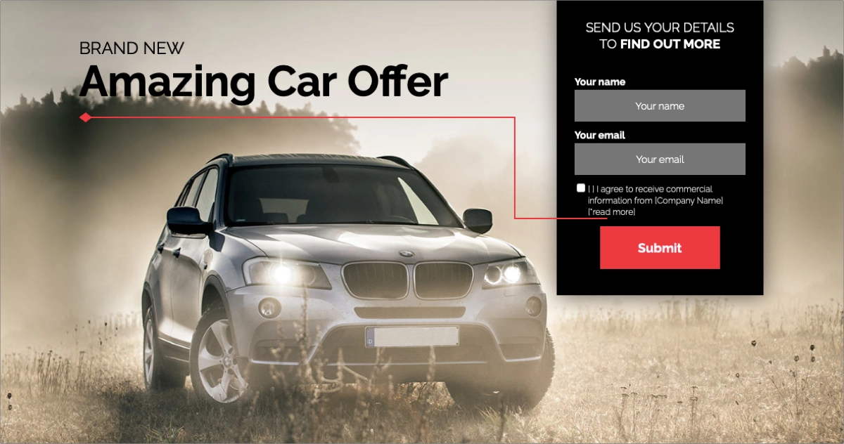 concessionario auto landing page modello