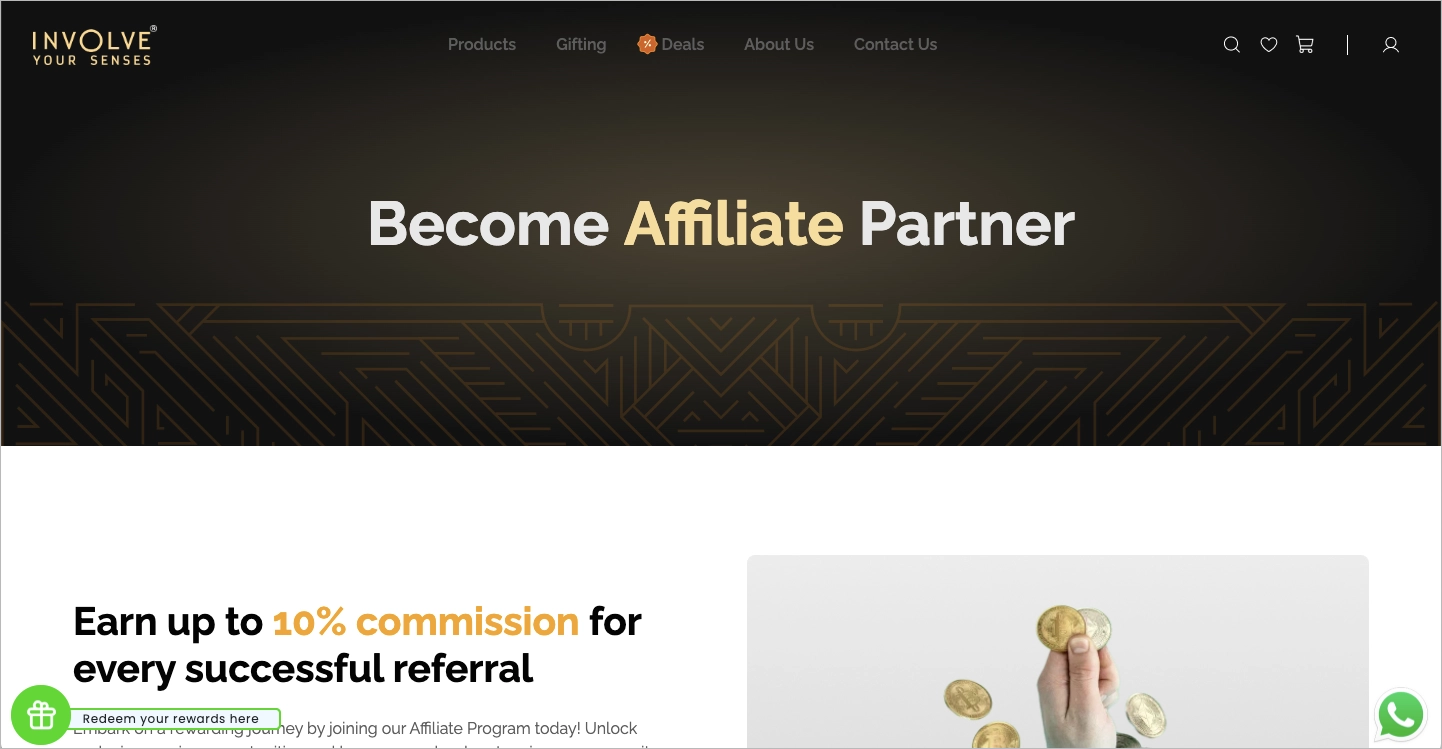 Become Affiliate Parter landing page