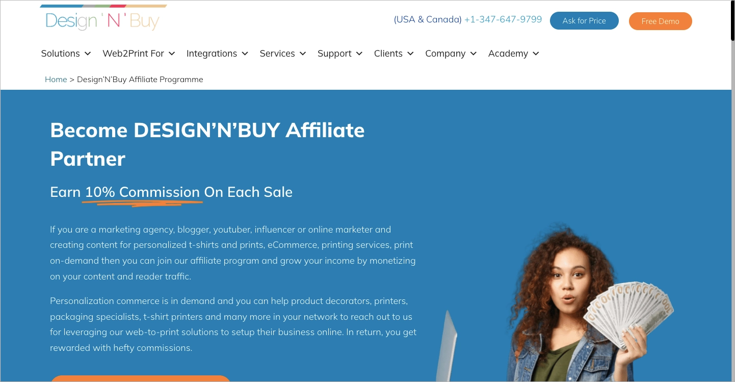 Affiliate landing page example