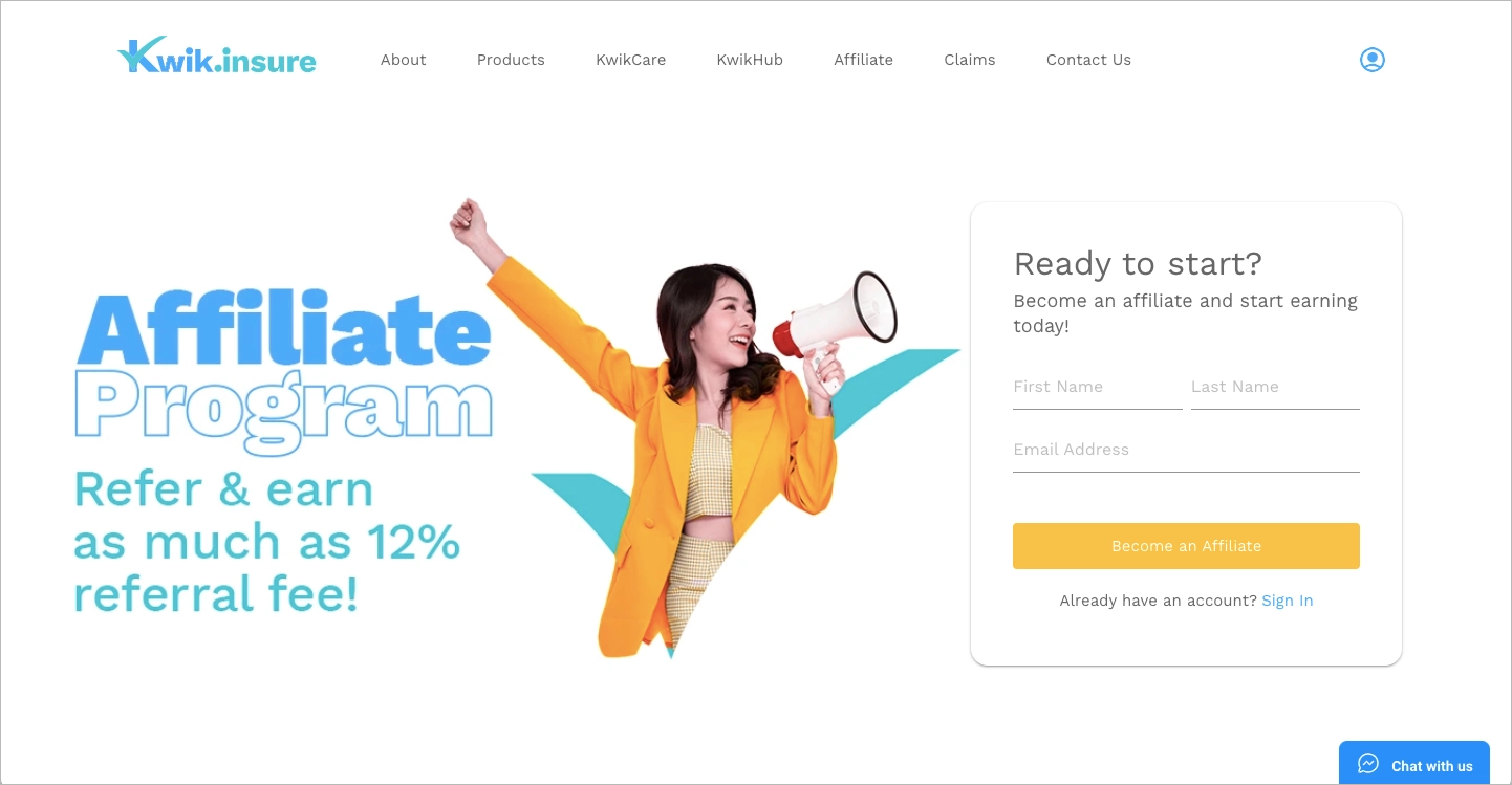 Clean affiliate landing page example