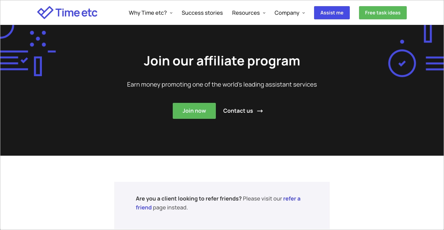 Click-through affiliate landing page