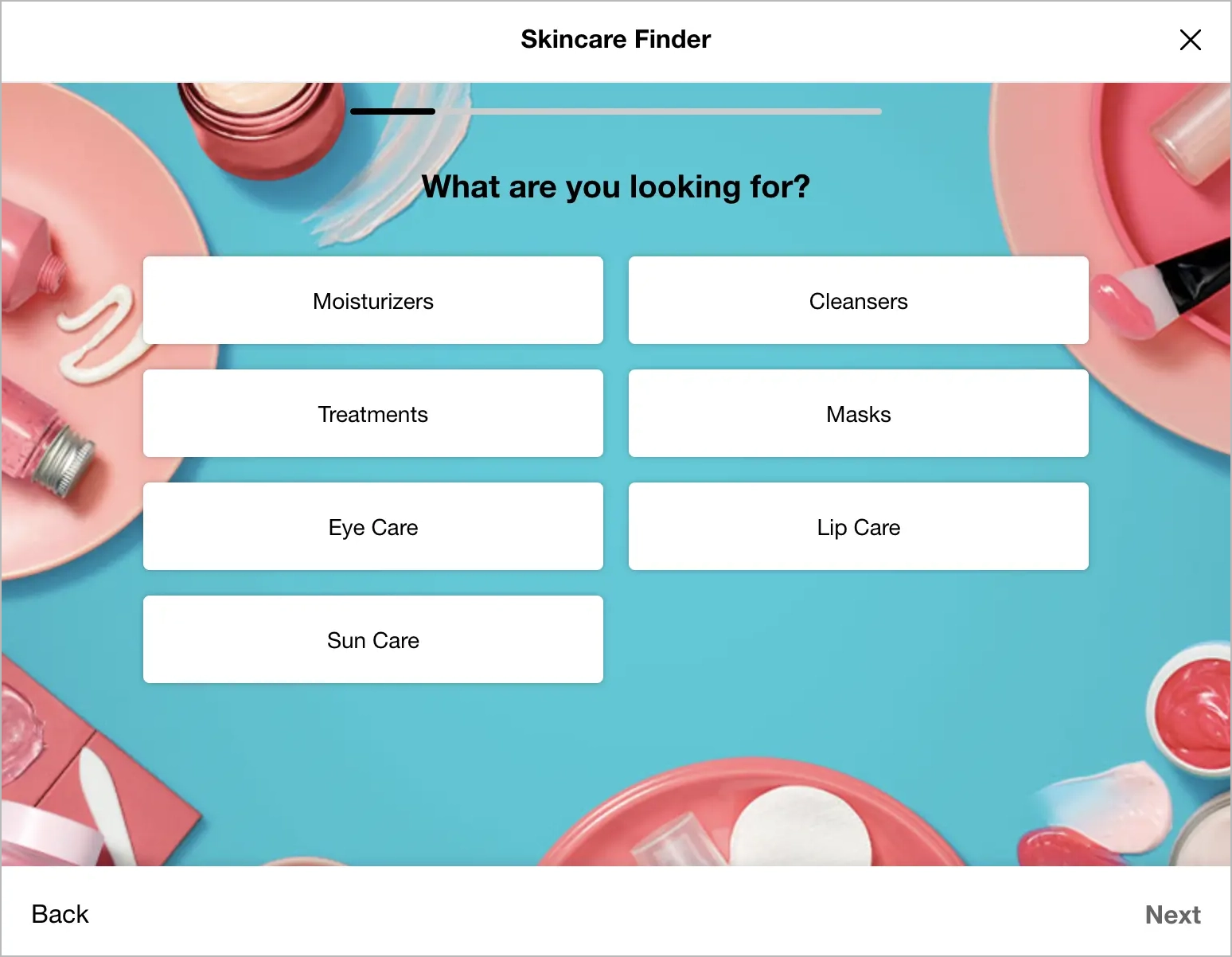 interactive content - sephora skincare finder