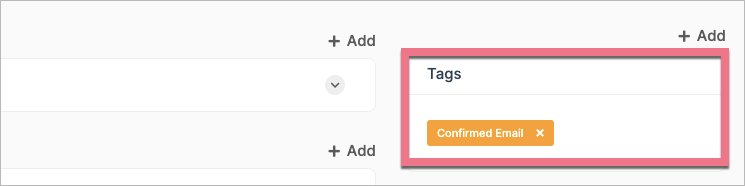 Tags added to a contact in Thrive Coach