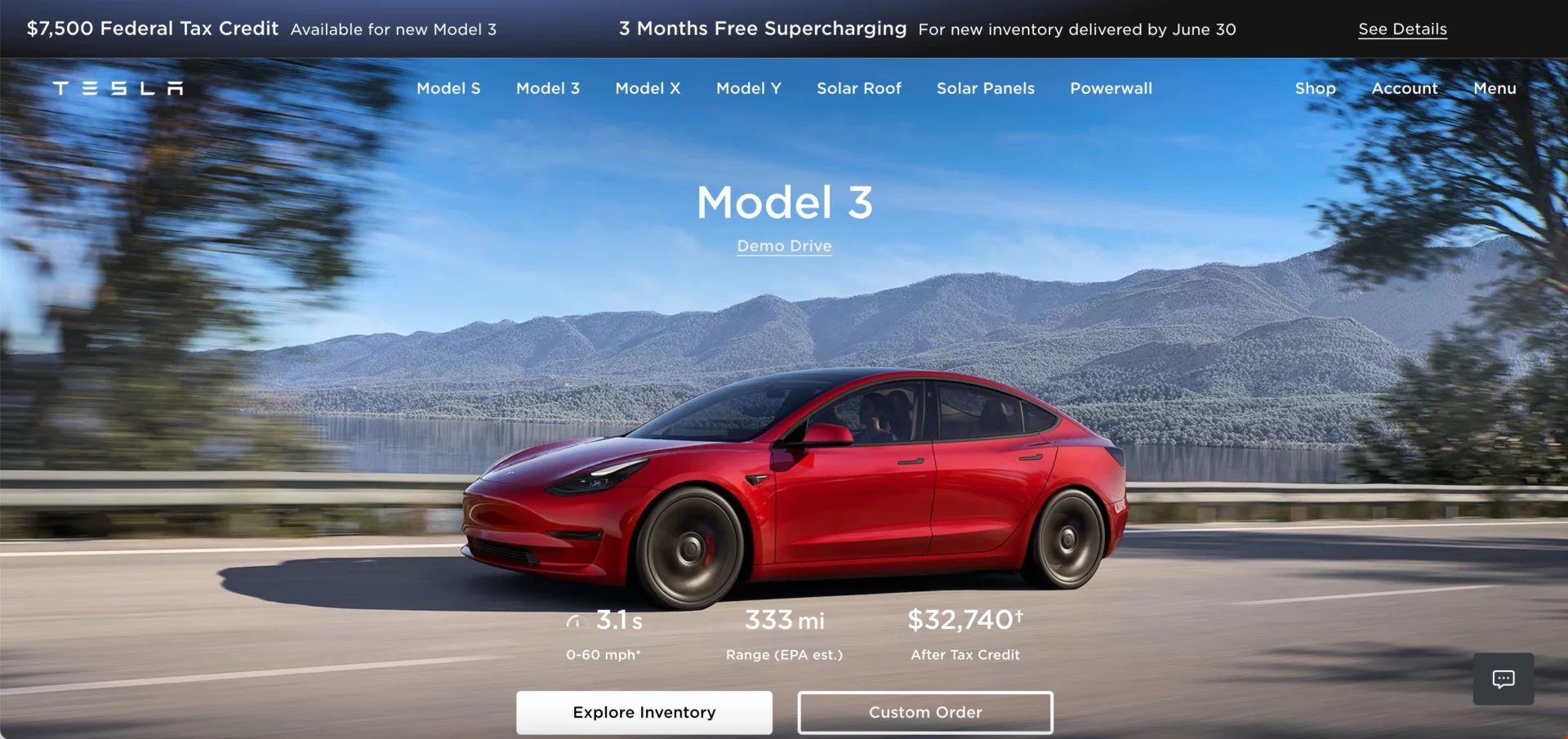 automotive landing page with a double call to action