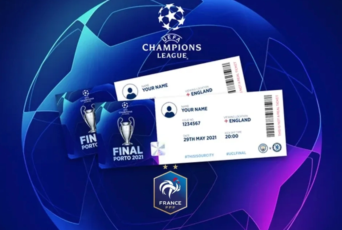 Design de ingressos da Liga dos Campeões da UEFA com marca consistente