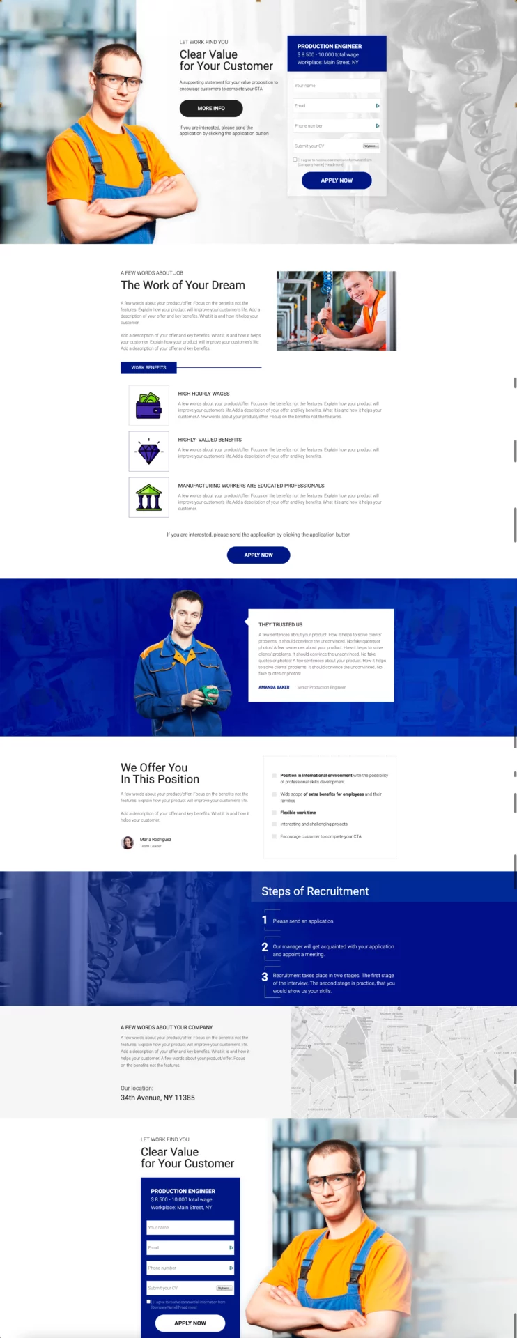 landing page template for job openings