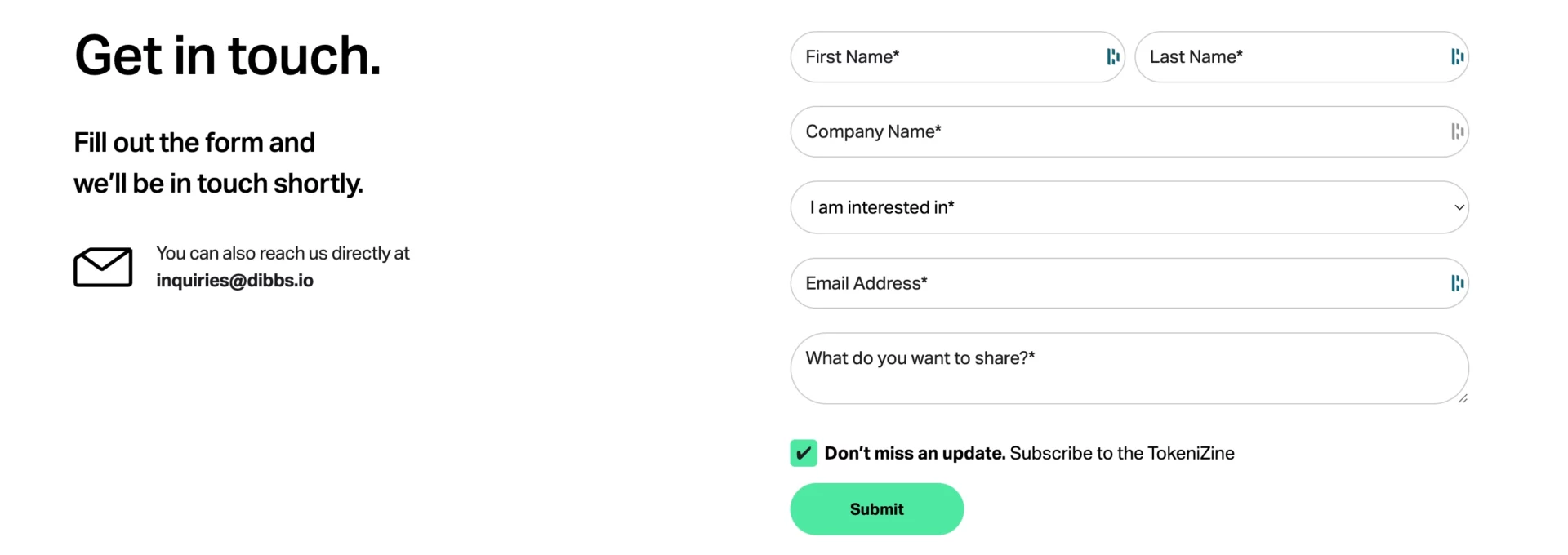 Traditional form for users' inquiries