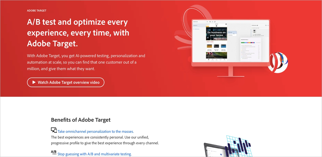 Najlepsze narzędzie A/B dla dużych przedsiębiorstw: Adobe Target