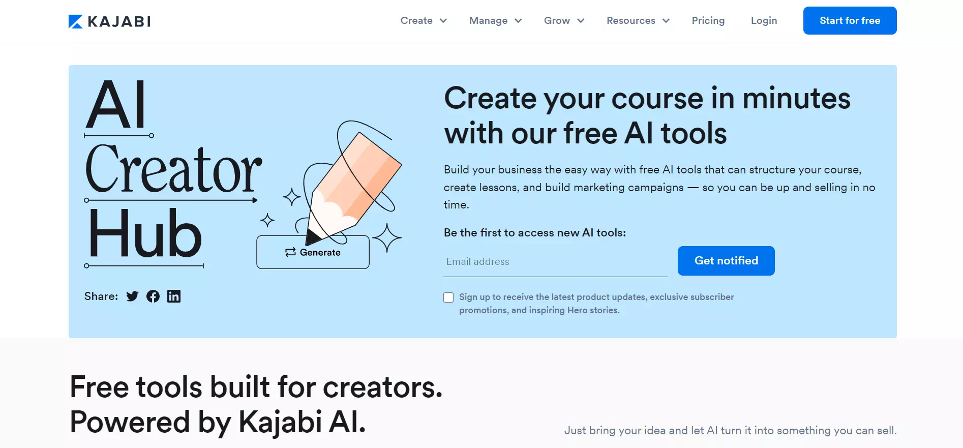 Kajabi AI creator hub