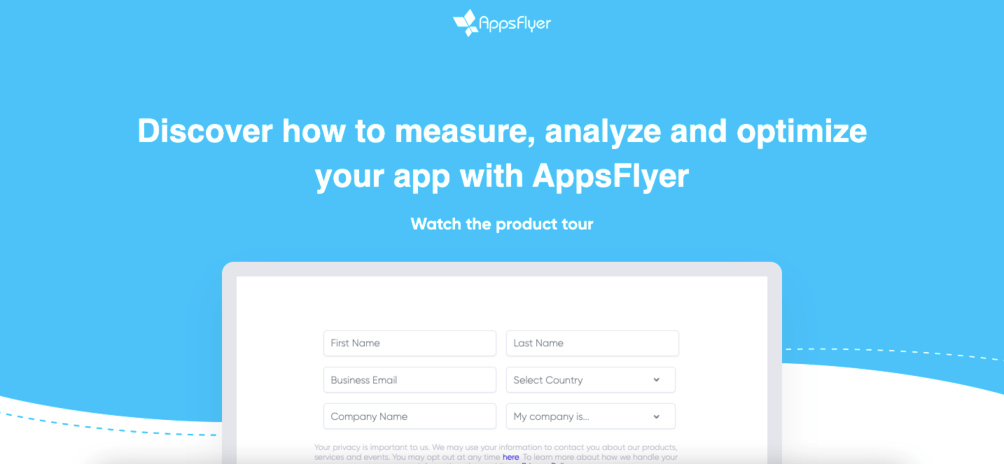 AppsFlyer landing page