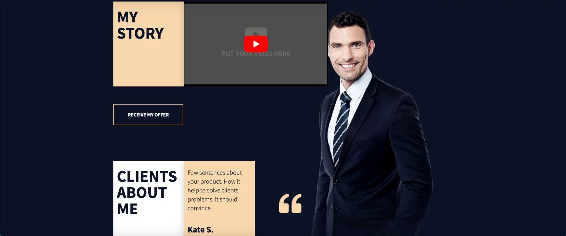 biographical landing page template