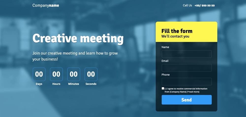 event sign up template for landing page