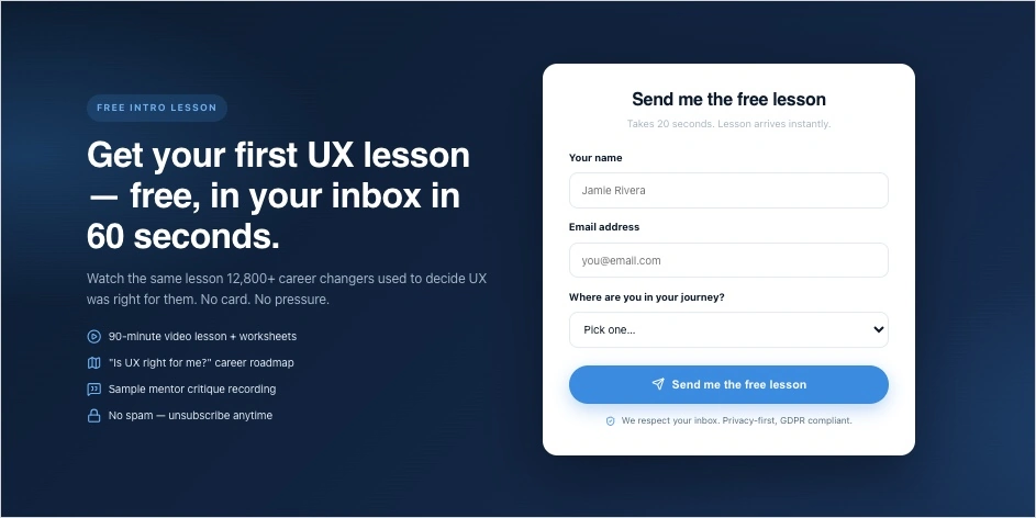 landing page generato in Lunar, Landingi