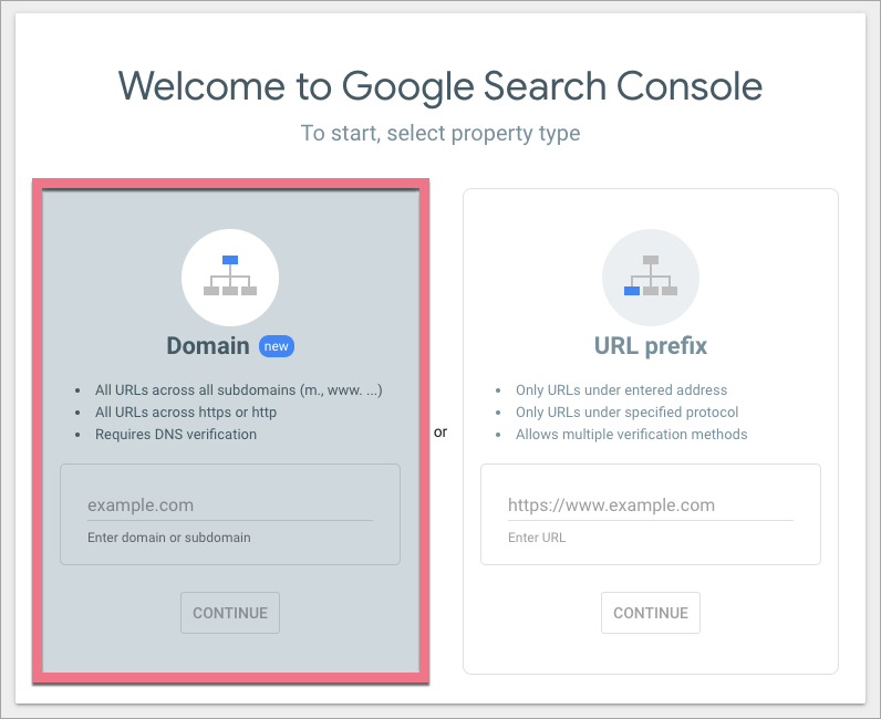 search console domain verification