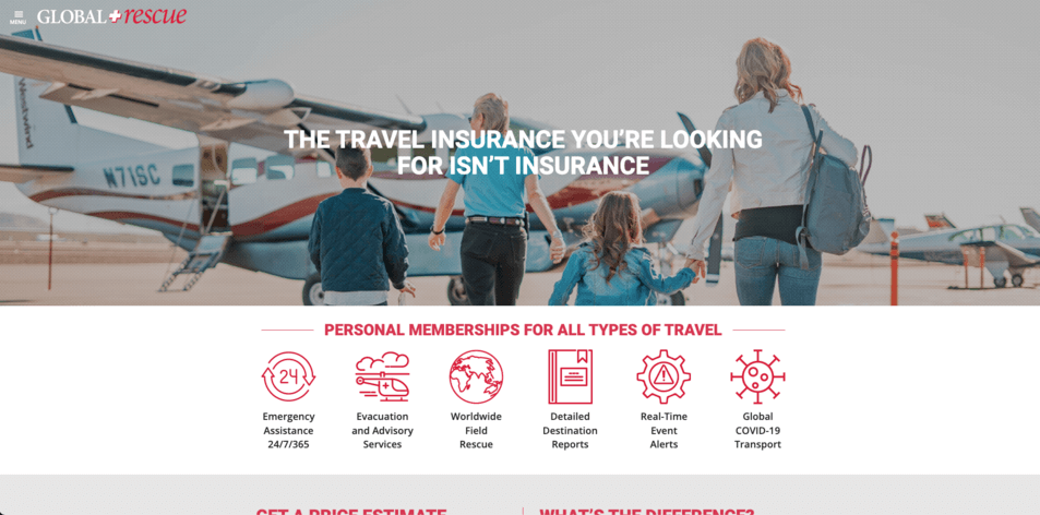 Global Rescue landing page