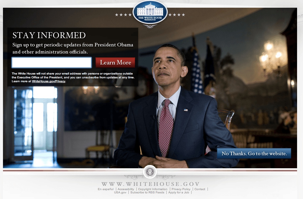 7 Advanced landing page strategies obama thank you page