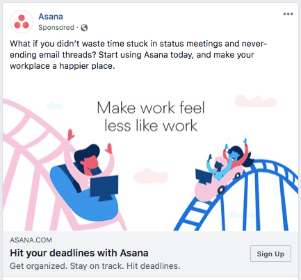 Asana facebook advertisement ROI