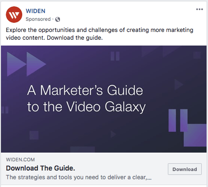 Widen video marketing facebook advertisement