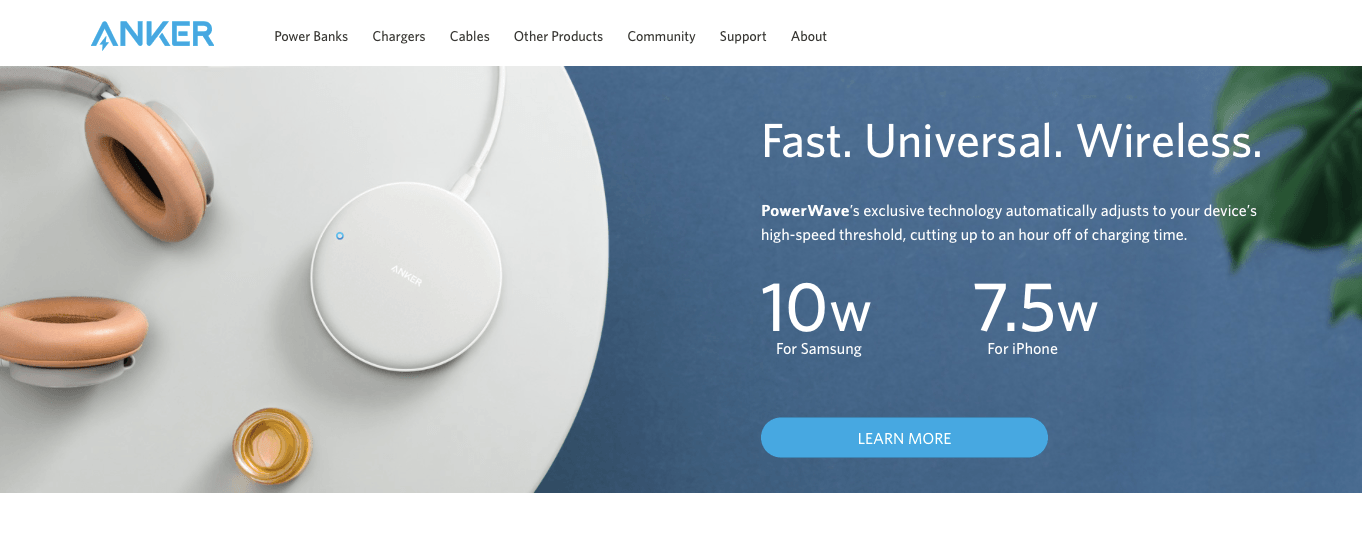 Ecommerce Landing Page Example Anker Powerwave