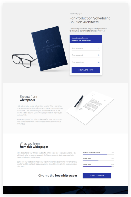 B variant of A/B tested landing page