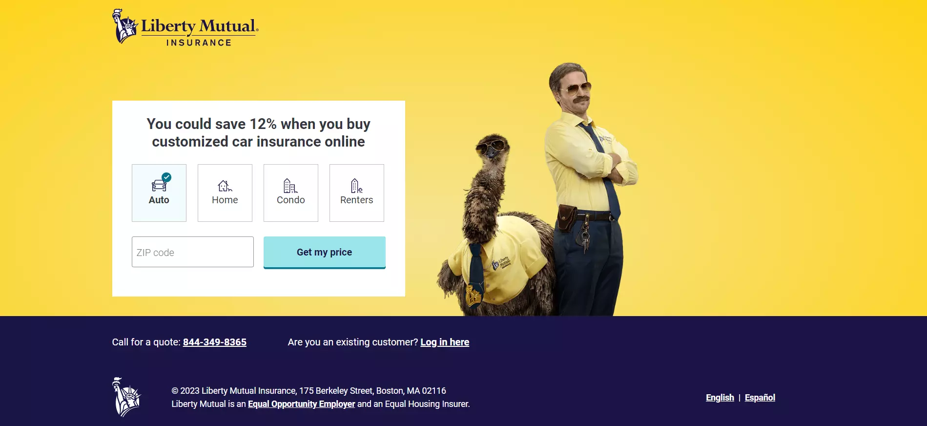 Liberty Mutual Insurance Landing Page ubezpieczeniowy