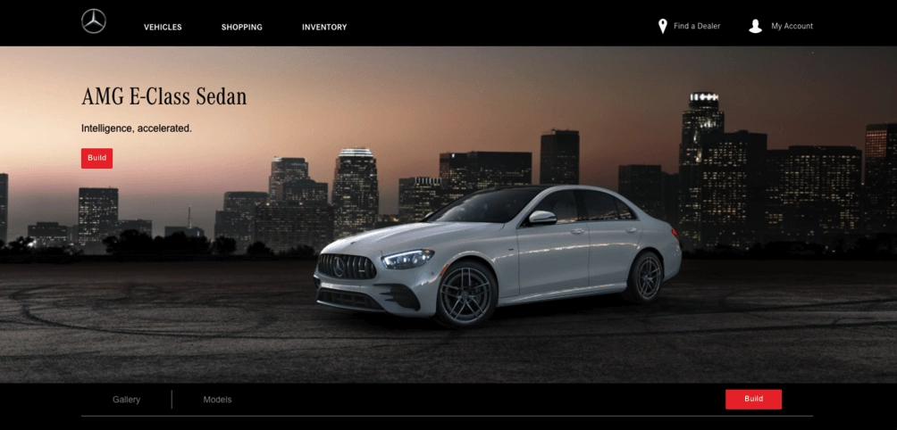automotive landing pages like this tempts potential customers with elaborately designed large images