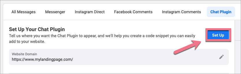 set up facebook chat