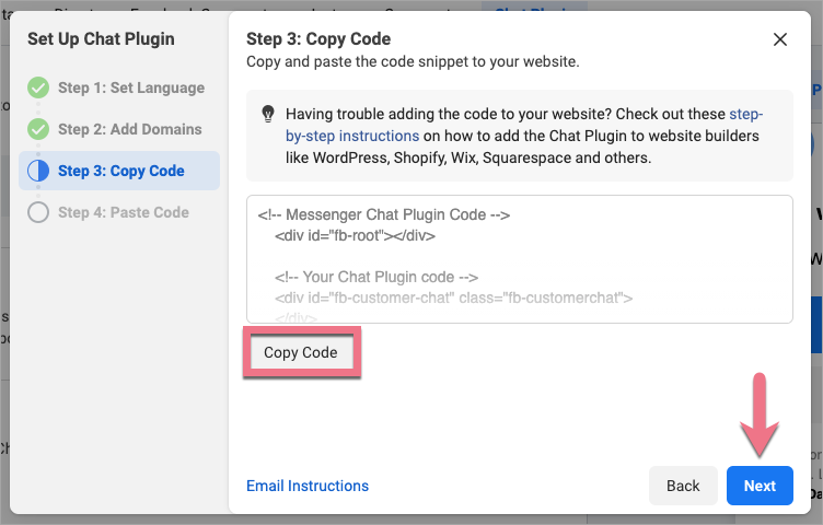messenger chat code